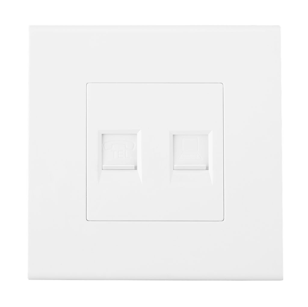 PC & Telephone Socket Double Port Piano Series Loox