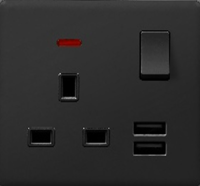 Single British Socket With Switch & USB Glass series Loox