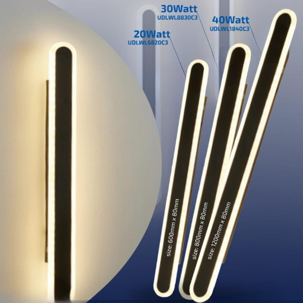 Linear Wall Mounting Light Curve Black 80*8cm Lumination
