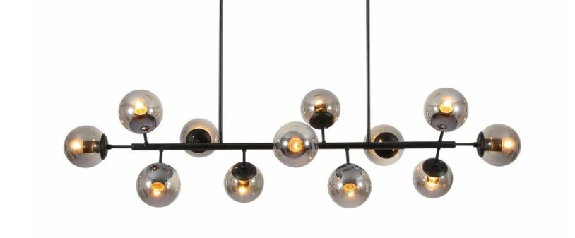 Modern Pendant With 14Black Glass Bulbs LOOX