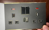 Double British Socket With Switch & USB A & USB C Piano series Loox (Fast Charge)