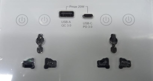 Wifi Double Universal Socket With Touch Switch & USB A & USB C (Fast Charge)With EM Function Loox
