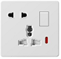 Single Universal Socket With Switch & 2 Pins Piano Series Loox